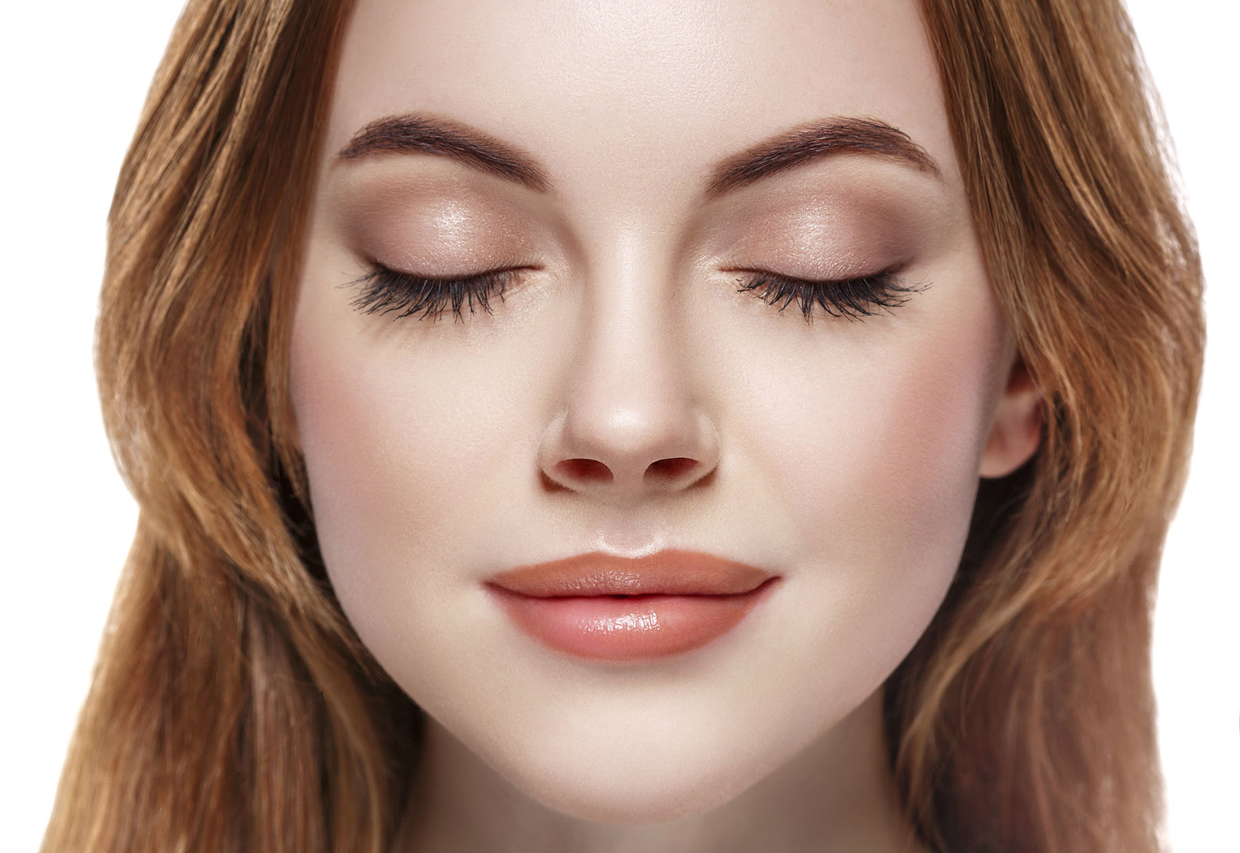 Eyes woman closed eyebrow lashes face close-up isolated on white Eyes woman closed eyebrow lashes face close-up isolated on white